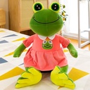 Peluche grenouille en robe rose